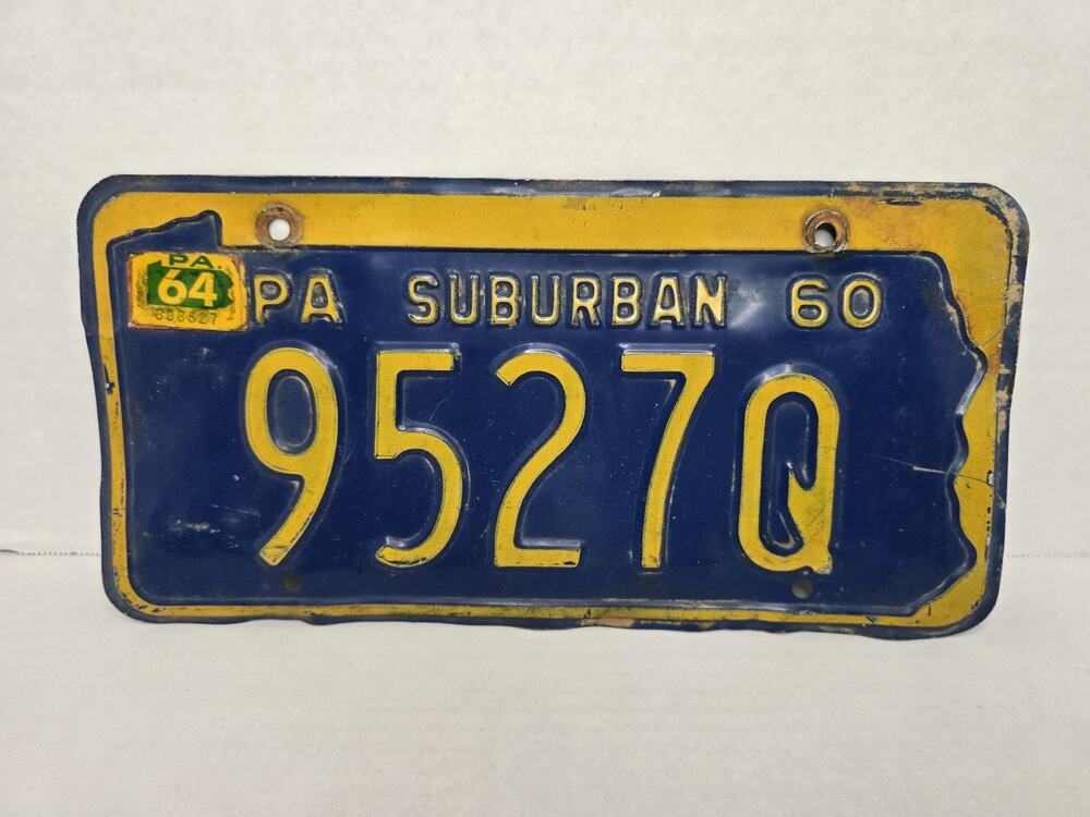 1960 Pennsylvania Suburban License Plate W/ 1964 Tab Vintage PA Vintage